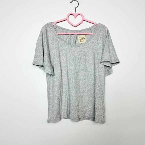 Chaser NWT Scoop Neck Flounce Sleeve Raglan Oversized Blouse Gray Size Small NEW - Picture 1 of 4